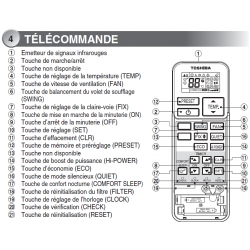 Télécommande infrarouge chaud seul RC-WH-TB01NE Toshiba