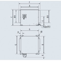 Dimension caisson d'extraction ou d'insufflation KSTD IP NU